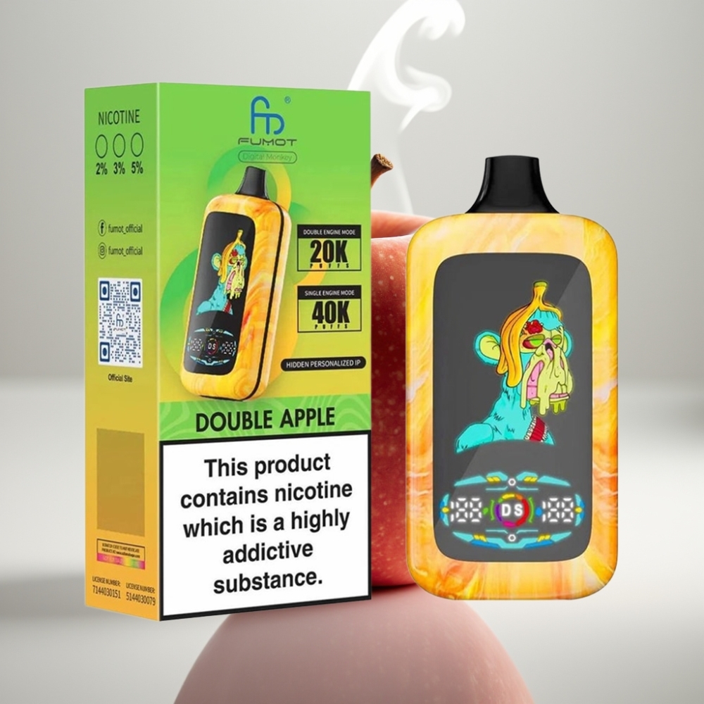 Fumot Digital Monkey 40000 Puffs Dual Mesh Coil Double Apple Disposable Vape