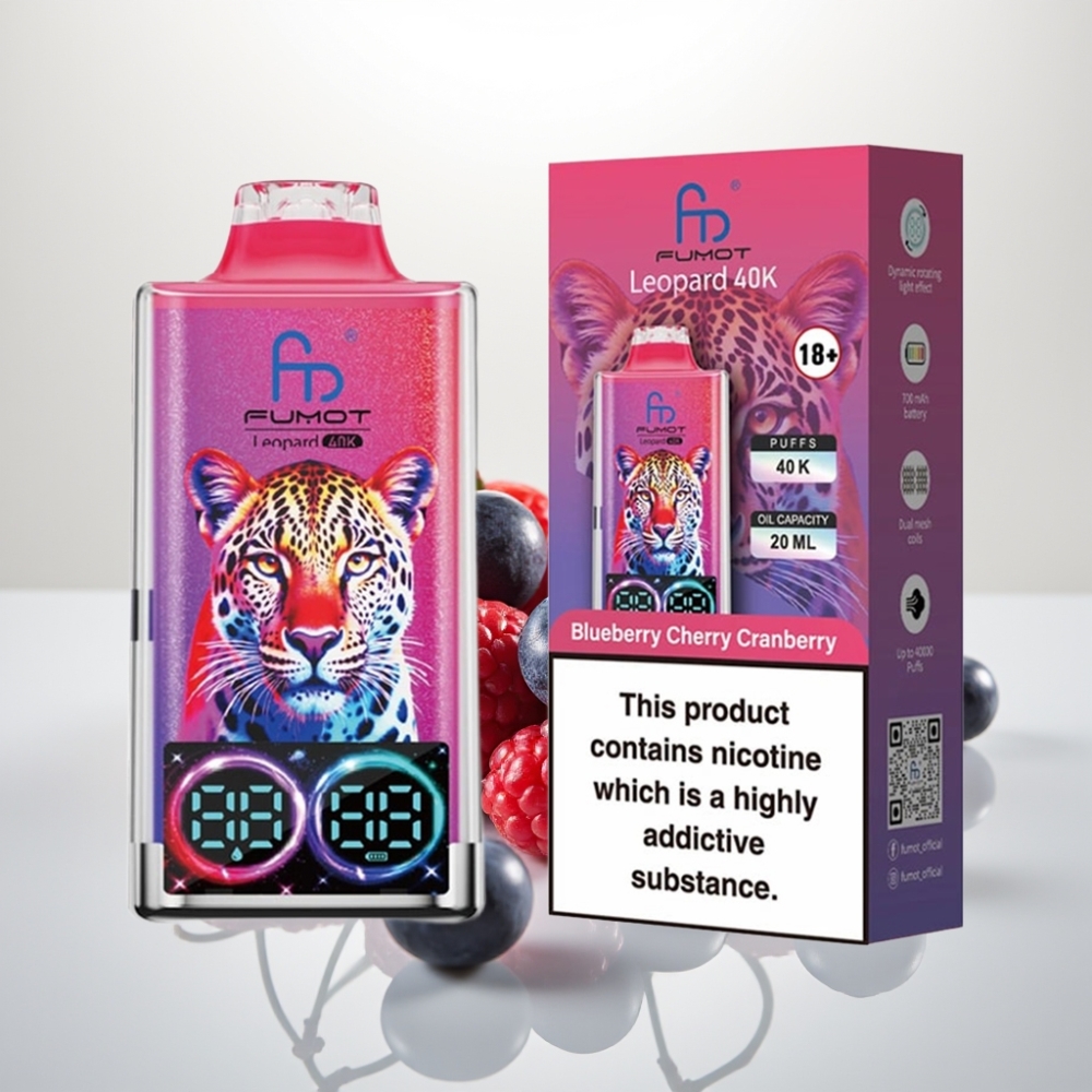 Fumot Leopard 40K Puffs Dual Mesh Type-C Blueberry Cherry Cranberry