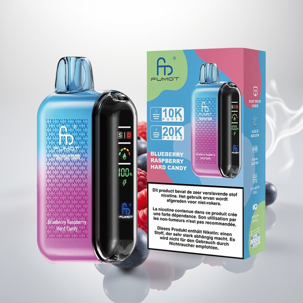 Fumot Tornado 20000 Puffs Dual Mesh 20ml Blueberry Raspberry Hard Candy