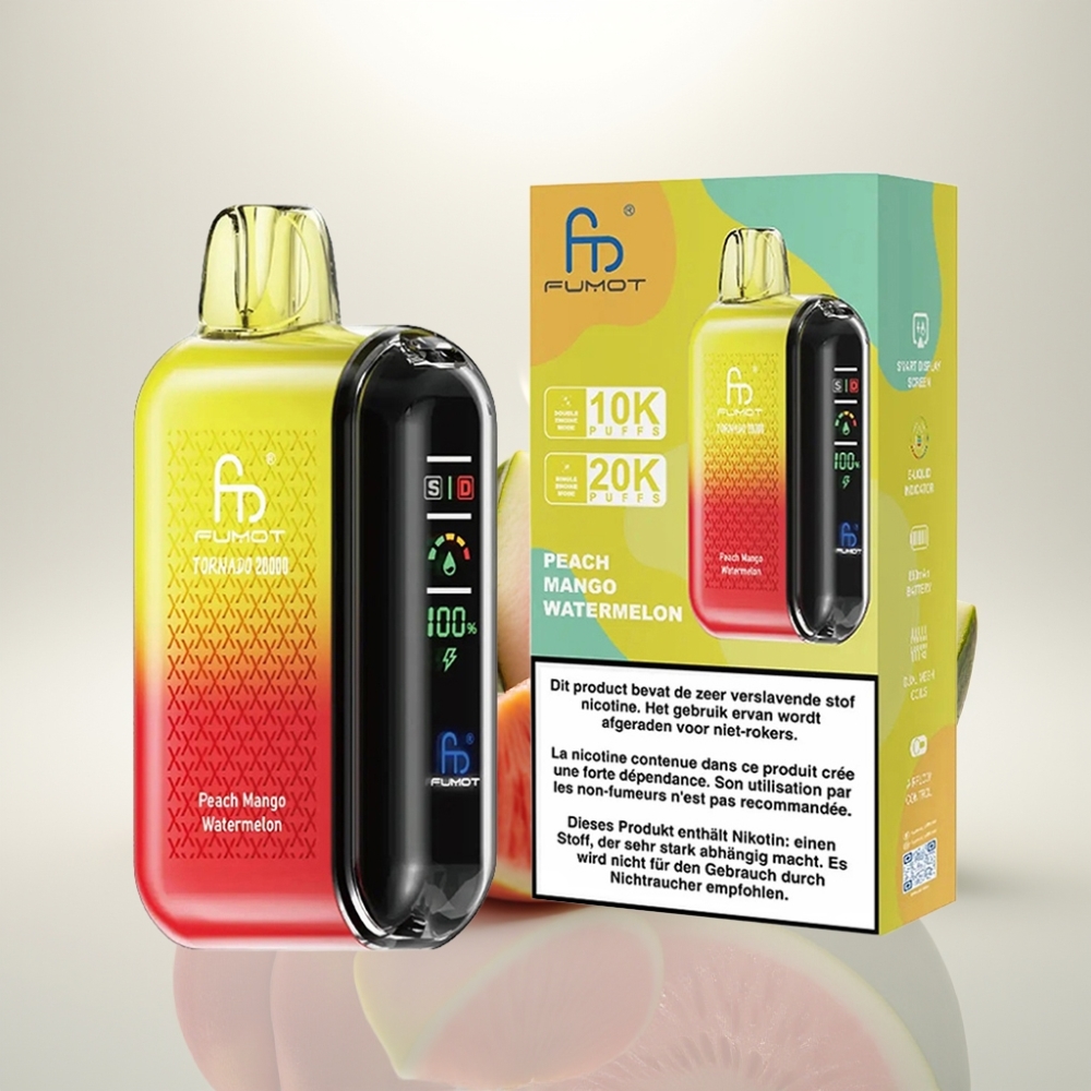Fumot Tornado 20000 Puffs Dual Mesh 20ml Peach Mango Watermelon