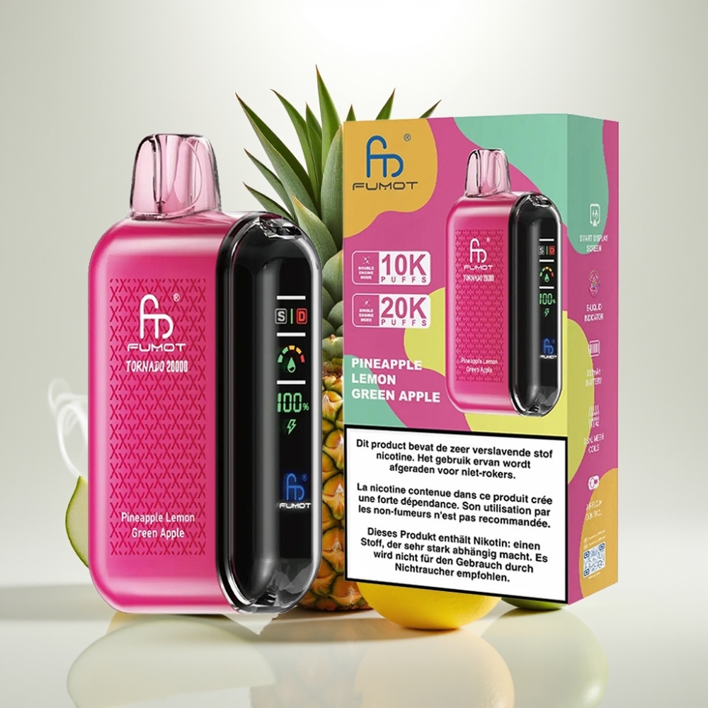 Fumot Tornado 20000 Puffs Dual Mesh 20ml Pineapple Lemon Green Apple