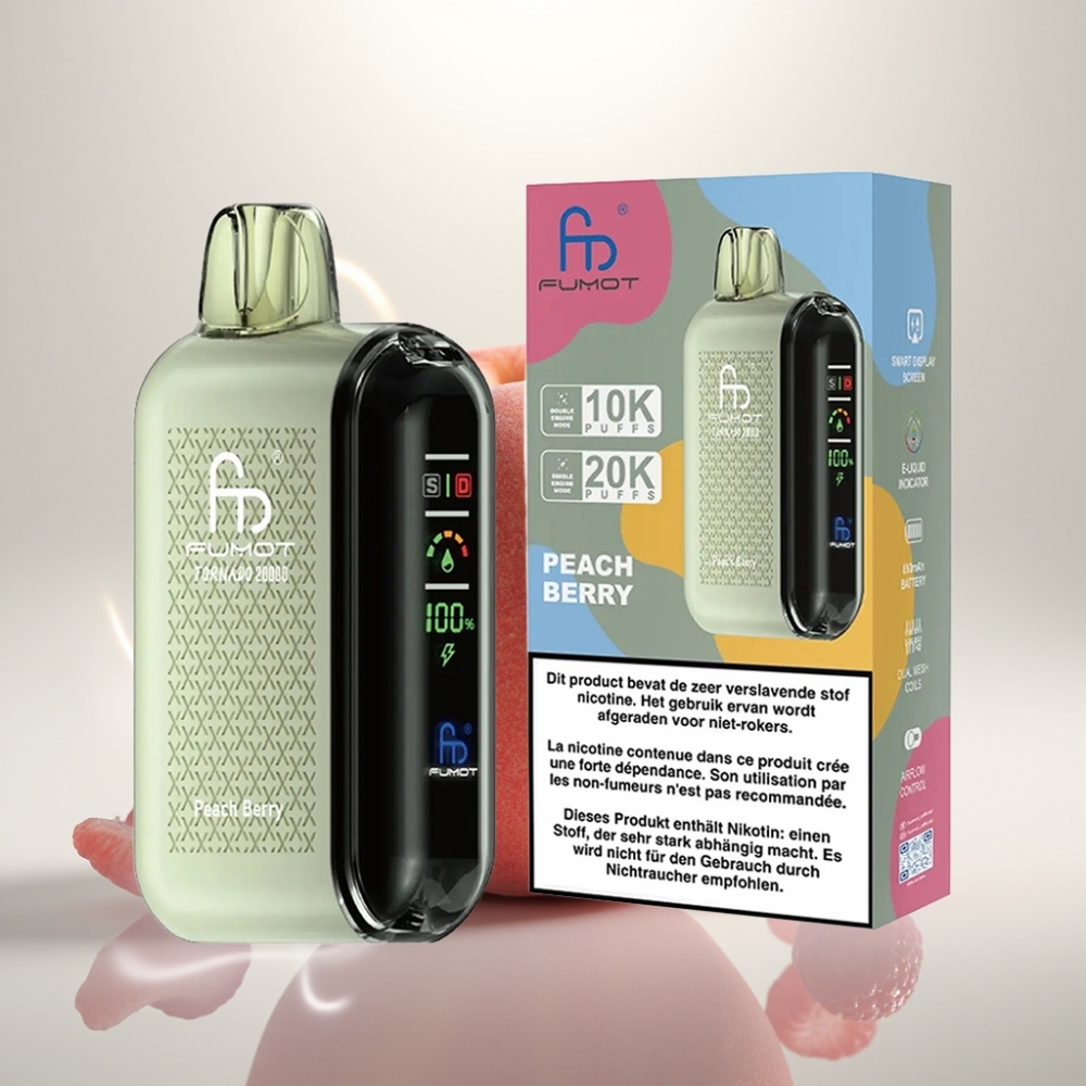 Fumot Tornado 20000 Puffs Dual Mesh Peach Berry Disposable Vape