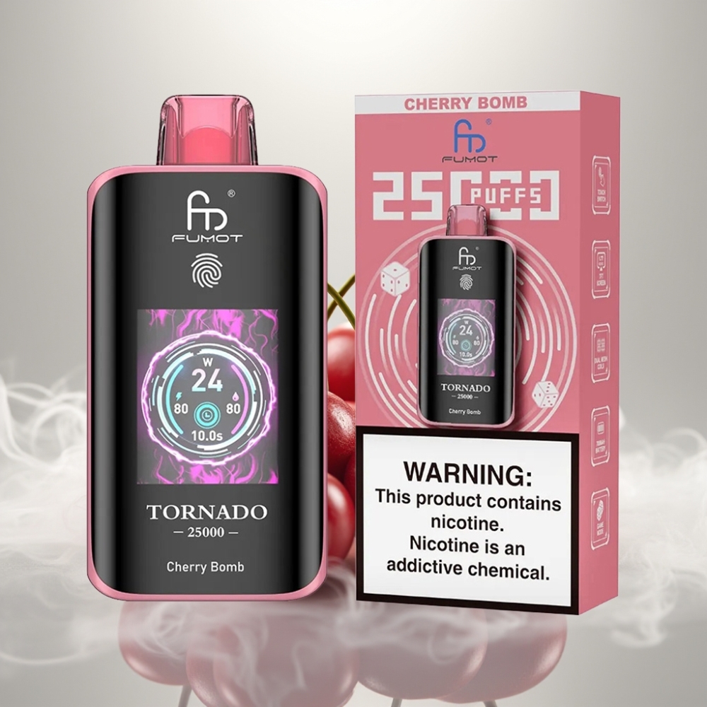 Fumot Tornado 25000 Puffs HD Screen 20ml Cherry Bomb