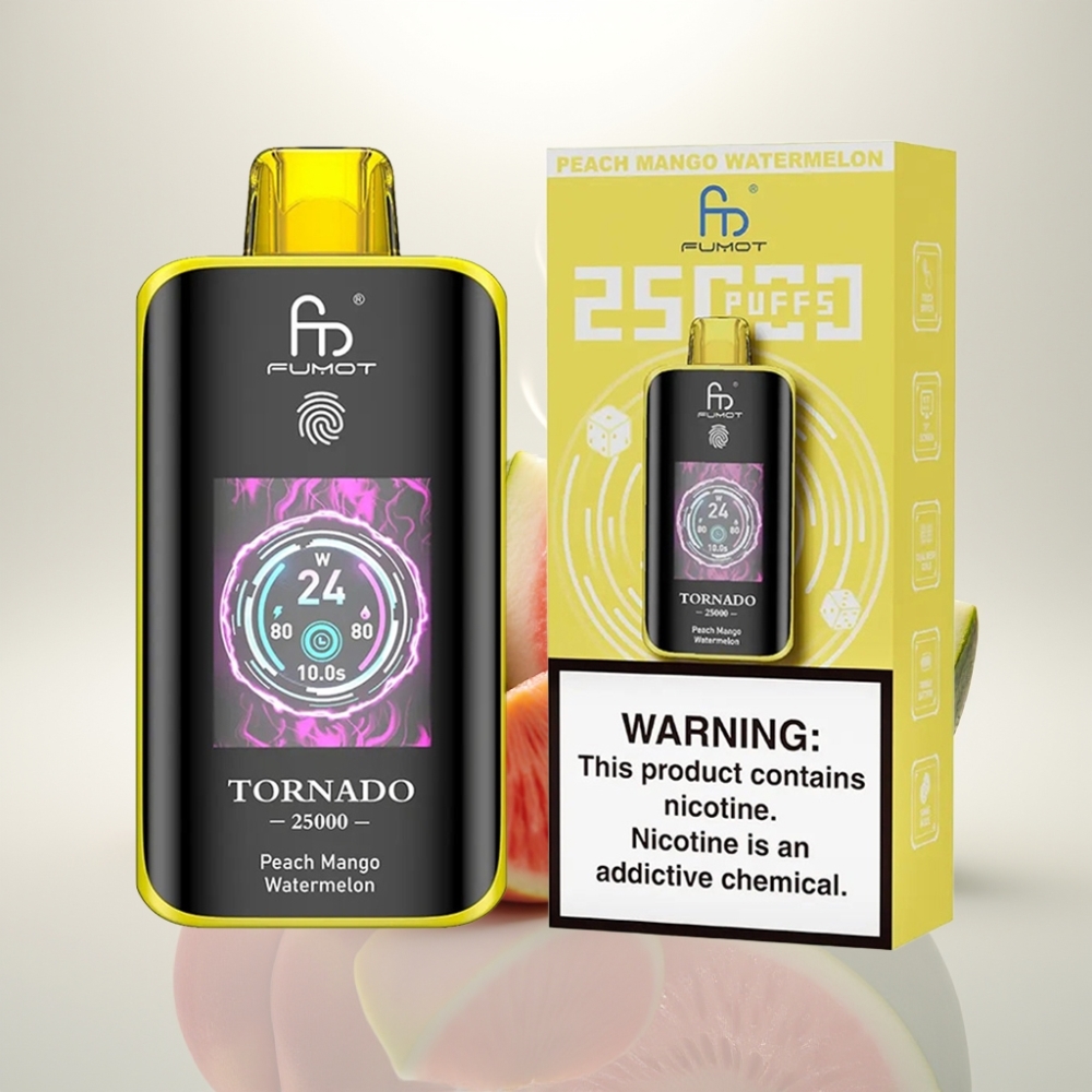 Fumot Tornado 25000 Puffs HD Screen 20ml Peach Mango Watermelon