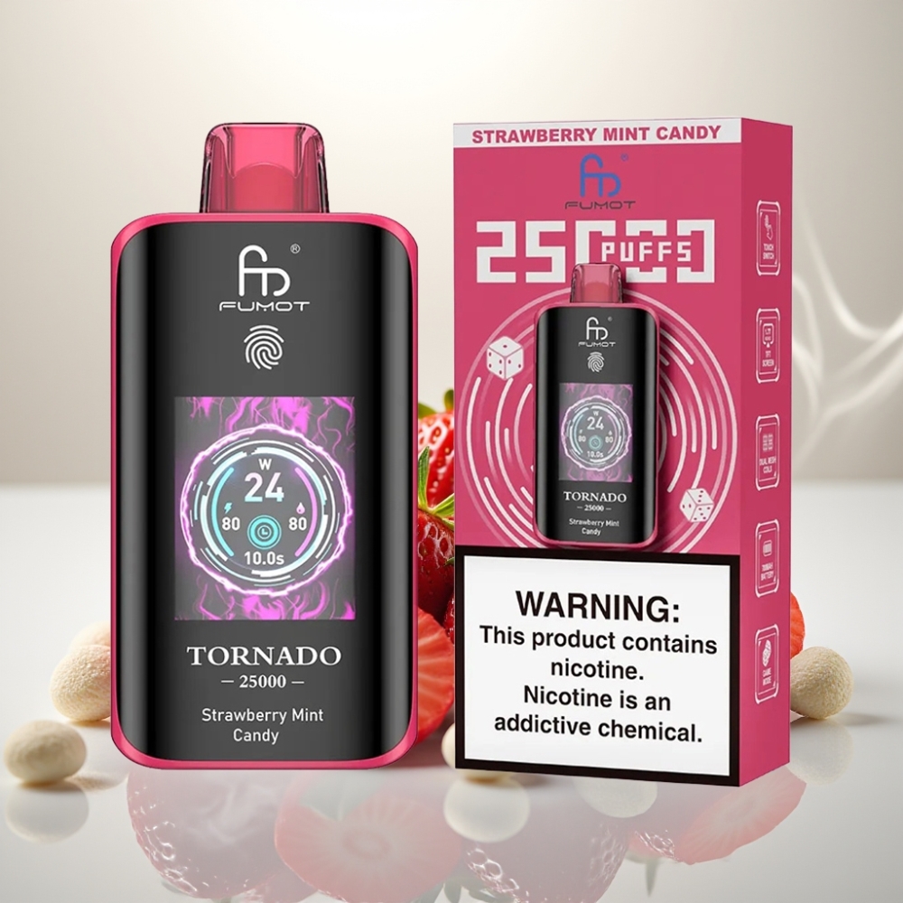 Fumot Tornado 25000 Puffs HD Screen 20ml Strawberry Mint Candy