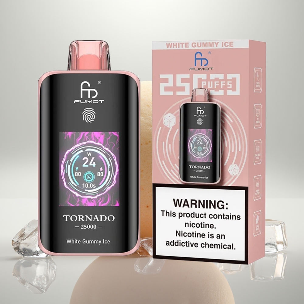 Fumot Tornado 25000 Puffs HD Screen 20ml White Gummy Ice