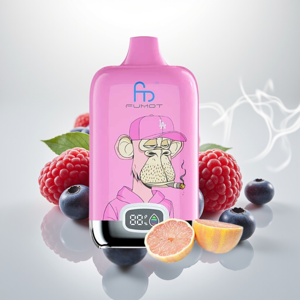 Fumot Tornado Digital Box 12000 Puffs Mesh Coil Disposable Vape Blueberry Raspberry
