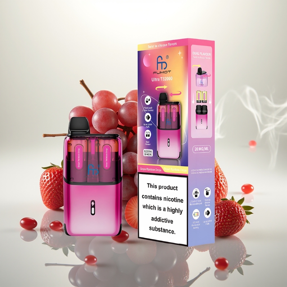 Fumot Ultra T32000 800mAh Mesh Grape Rainbow Drops - Straw Rainbow Drops