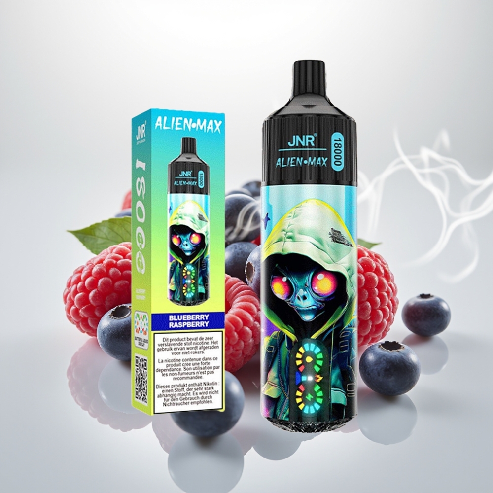 JNR Alien Max 18000 Puffs Dual Mesh LED Blueberry Raspberry
