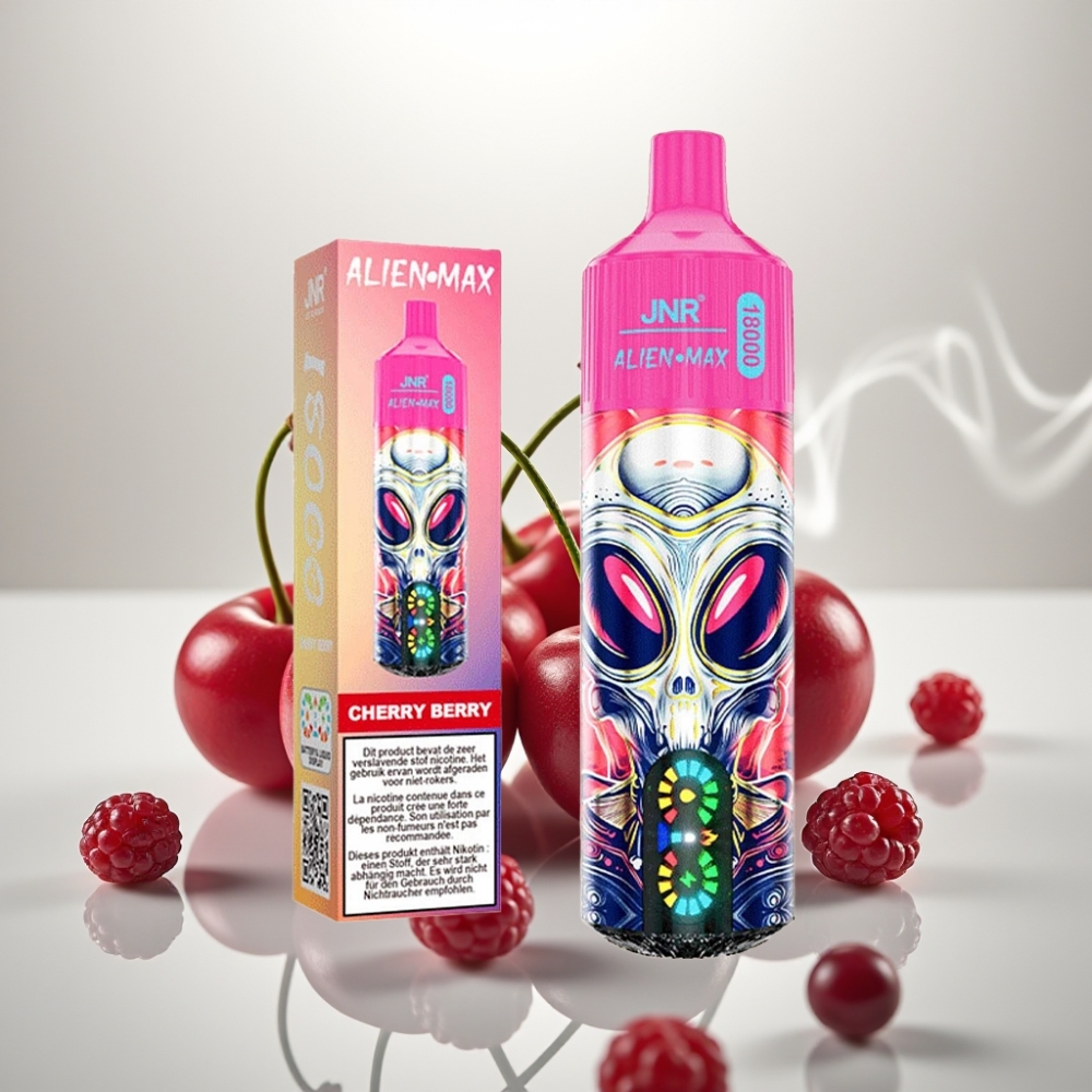 JNR Alien Max 18000 Puffs Dual Mesh LED Cherry Berry
