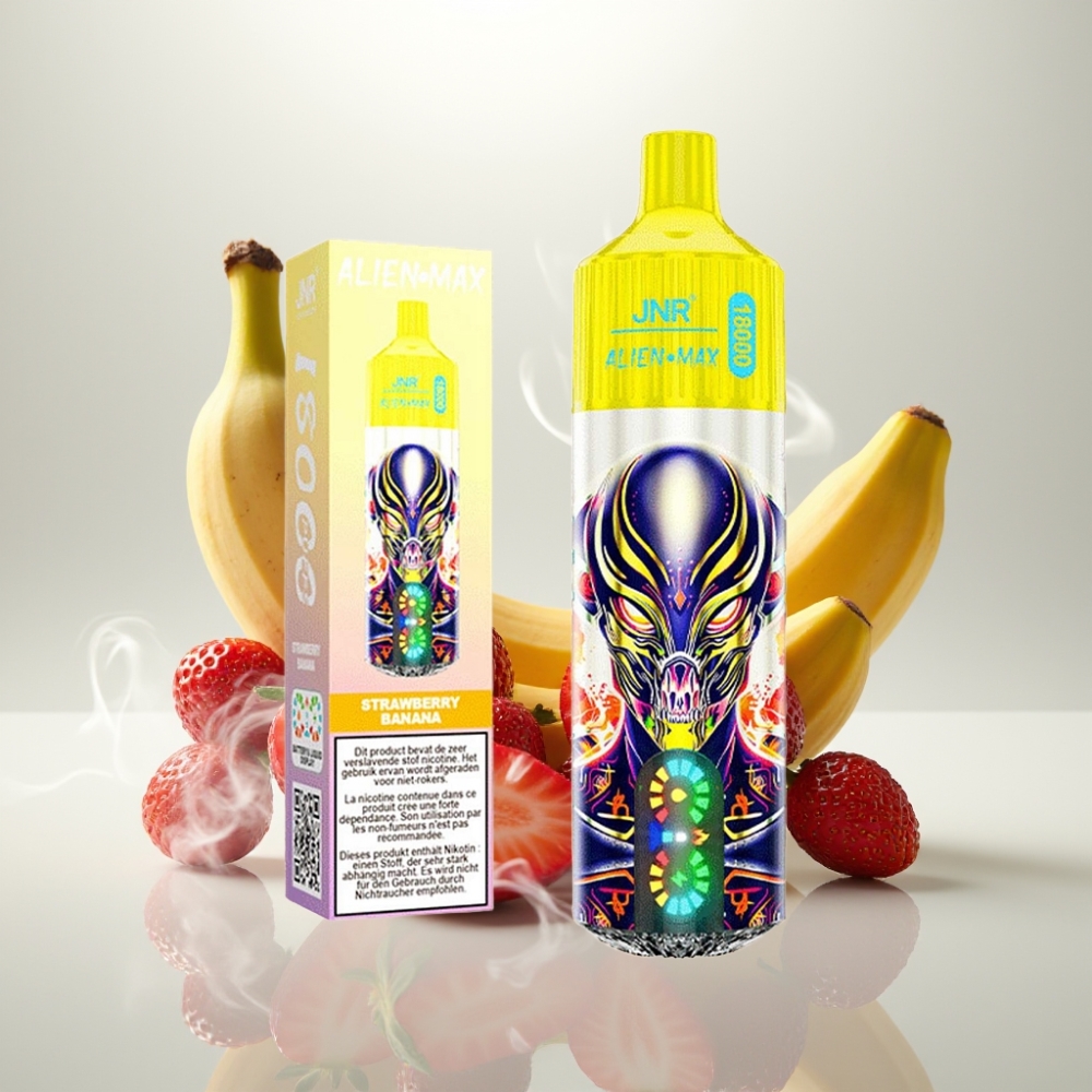JNR Alien Max 18000 Puffs Dual Mesh LED Strawberry Banana