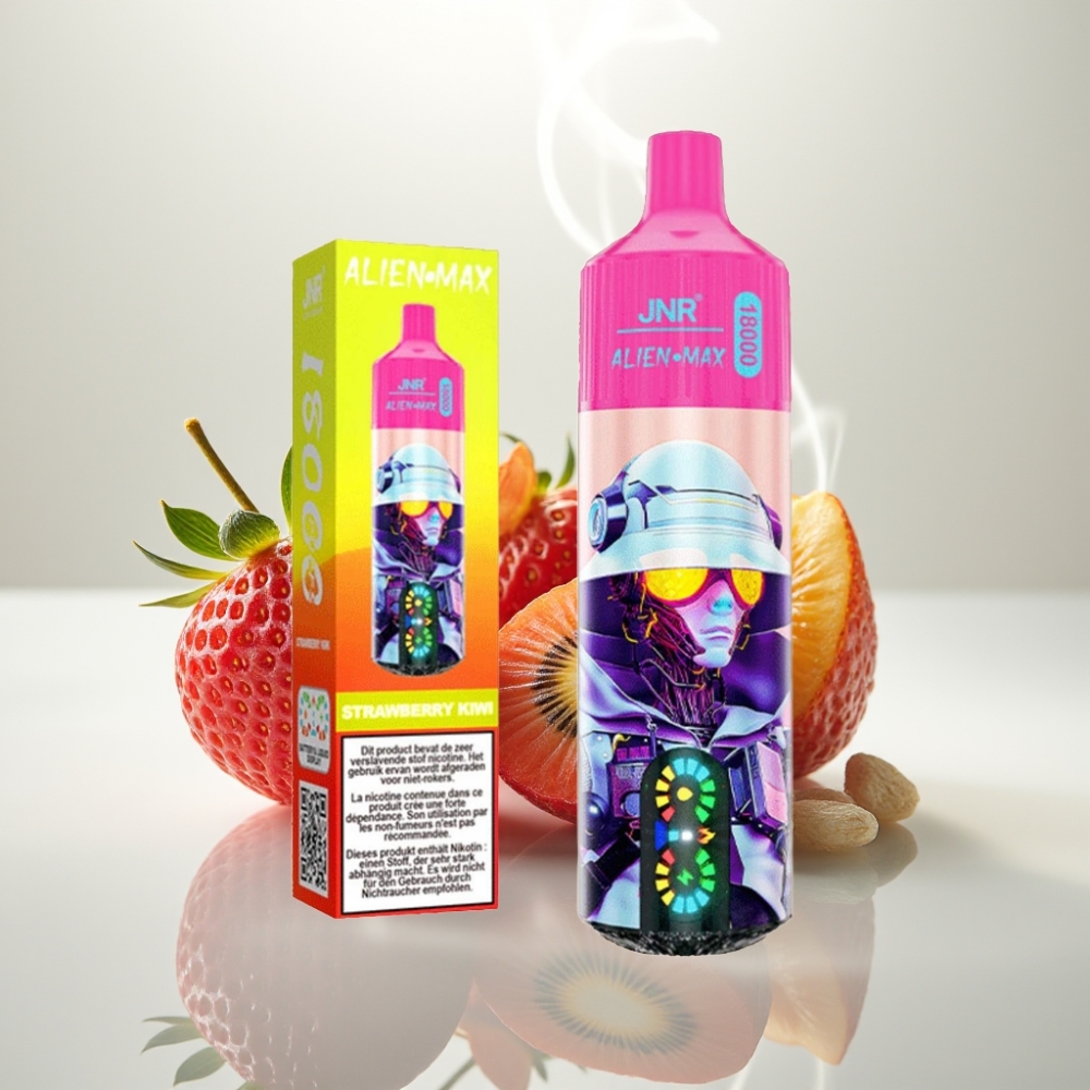 JNR Alien Max 18000 Puffs Dual Mesh LED Strawberry Kiwi