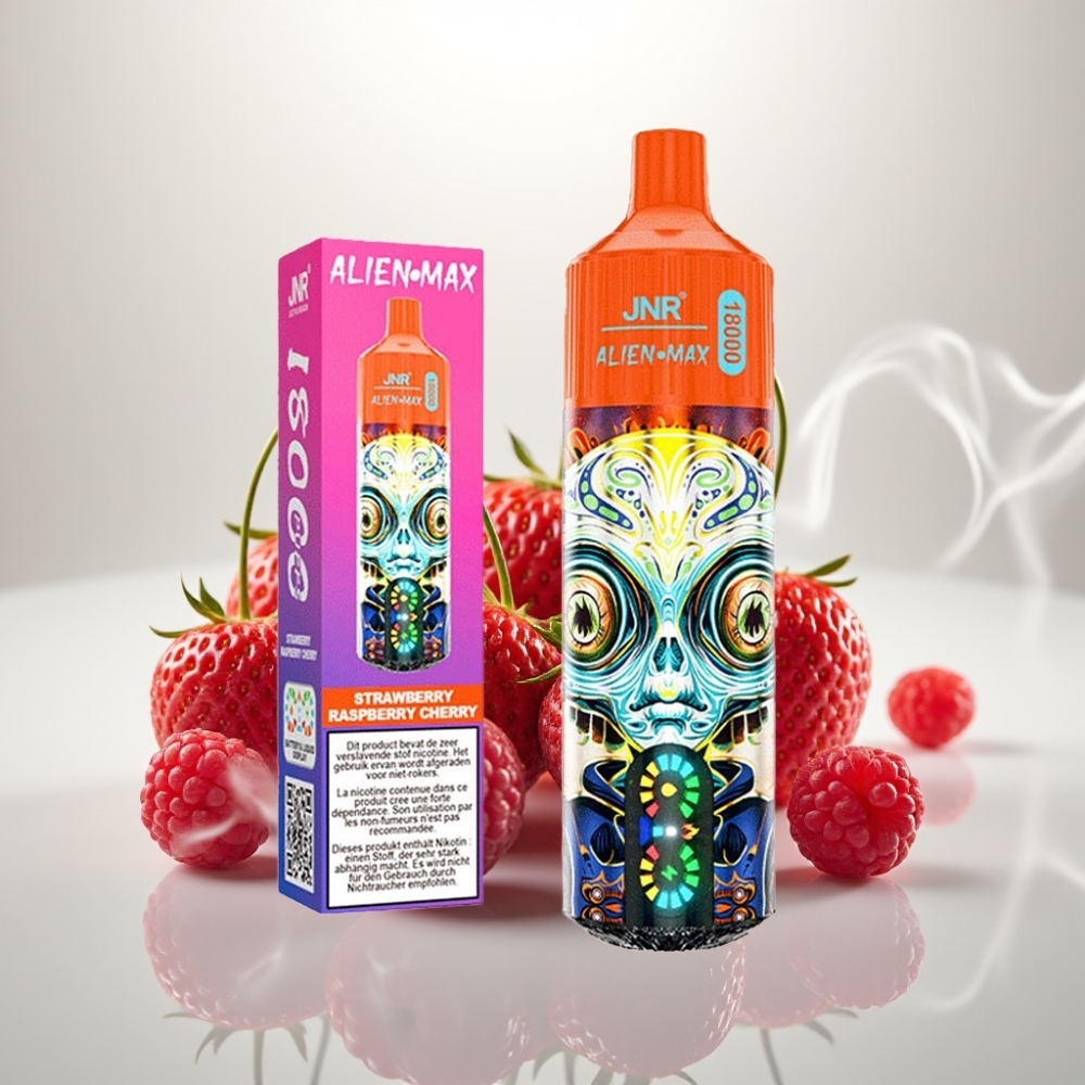 JNR Alien Max 18000 Puffs Dual Mesh LED Strawberry Raspberry Cherry