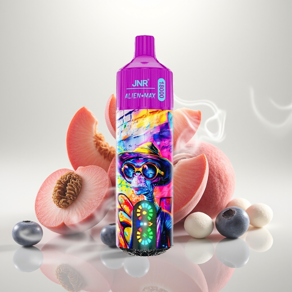 JNR Alien Max 18000 Puffs LED Dual Mesh Peach Blueberry Candy