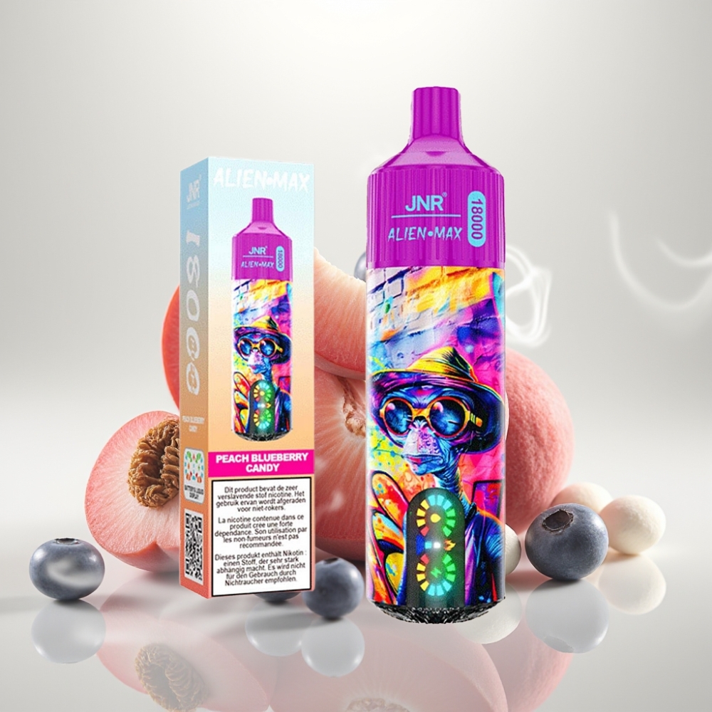 JNR Alien Max 18000 Puffs LED Dual Mesh Peach Blueberry Candy