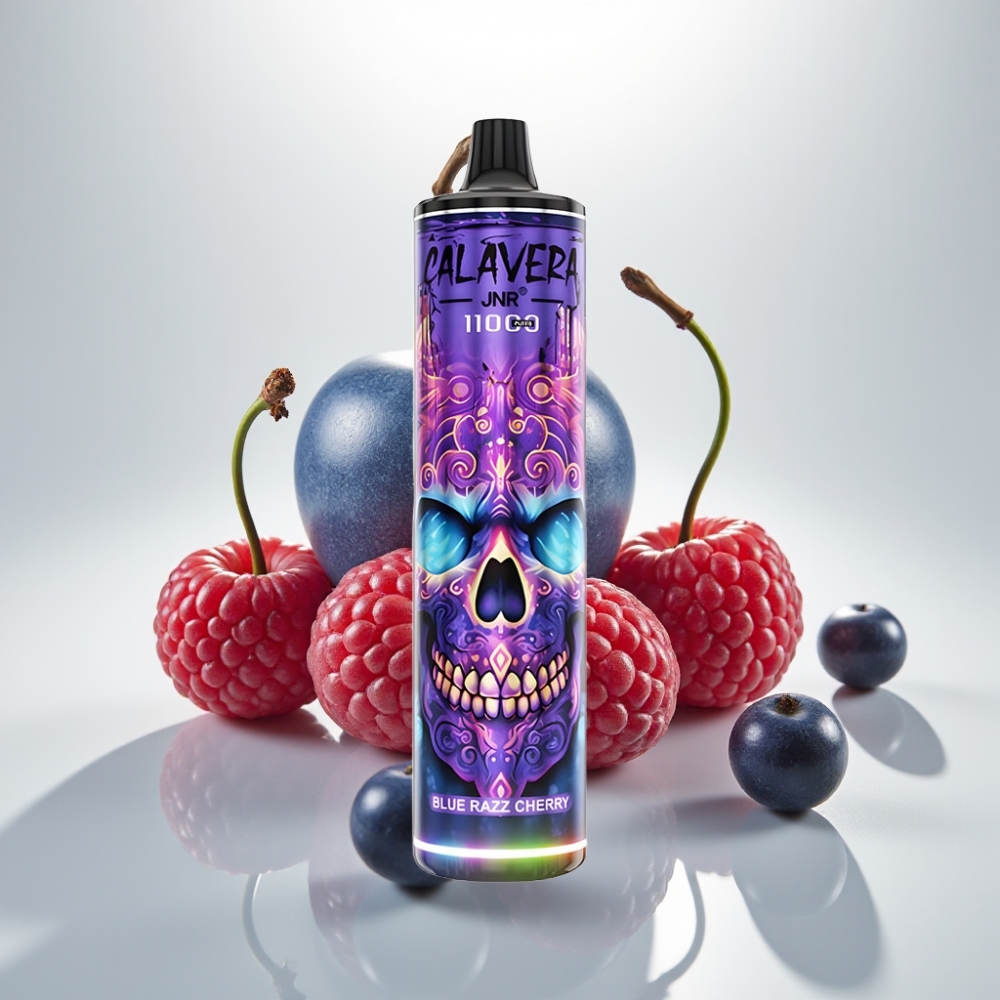 JNR Calavera 11000 Puffs Mesh Coil Blue Razz Cherry Disposable Vape