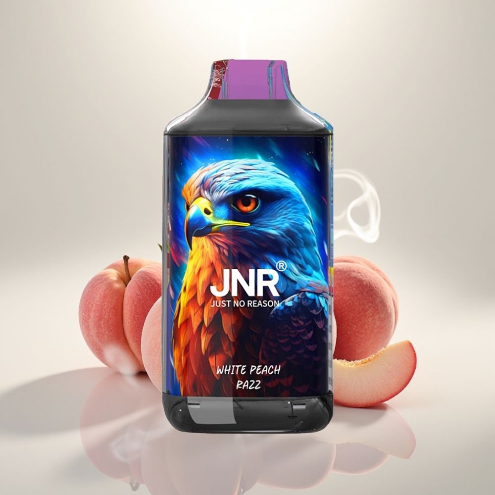 JNR Falcon 16000 Puffs 850mAh Dual Mesh White Peach Razz