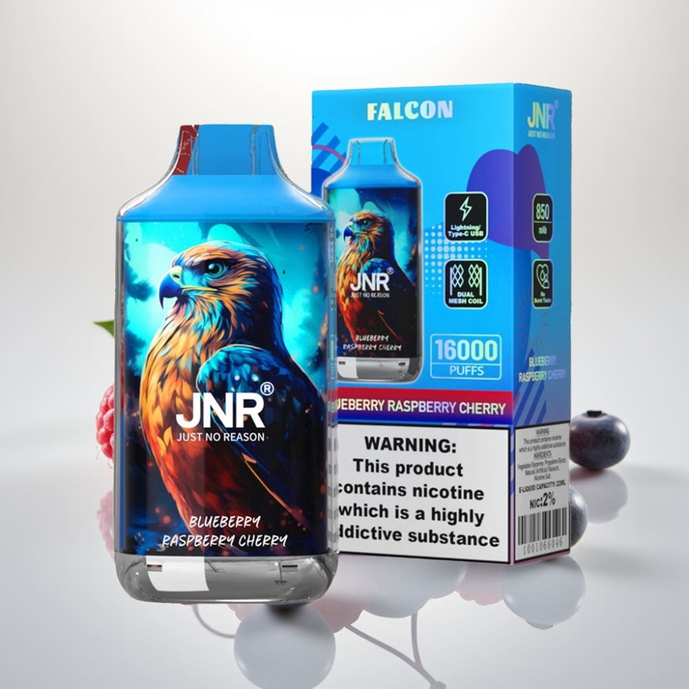 JNR Falcon 16000 Puffs Dual Mesh 22mL Blueberry Raspberry Cherry