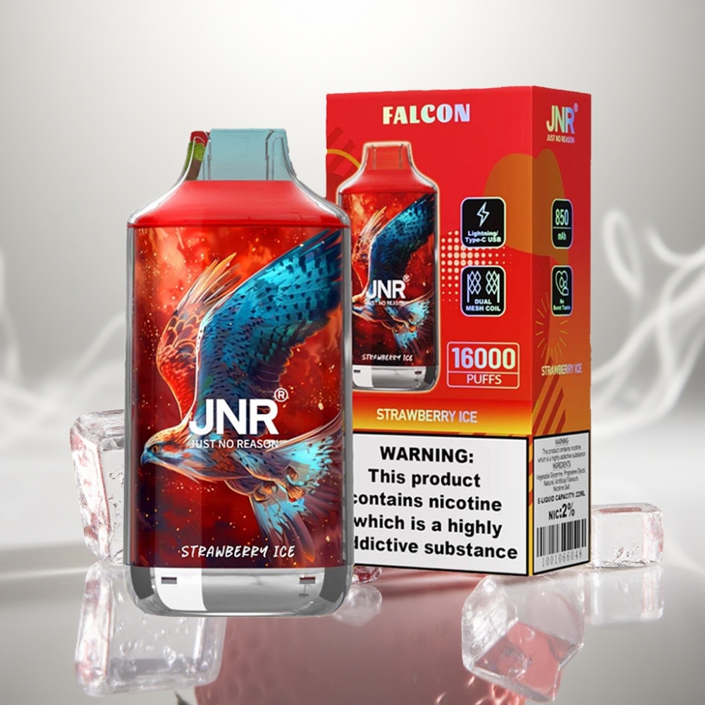 JNR Falcon 16000 Puffs Dual Mesh 22ml Strawberry Ice