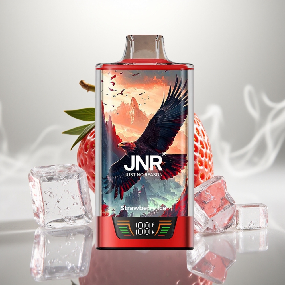 JNR Falcon Pro 28000 Strawberry Ice Disposable Vape with Smart Display  Dual Mesh