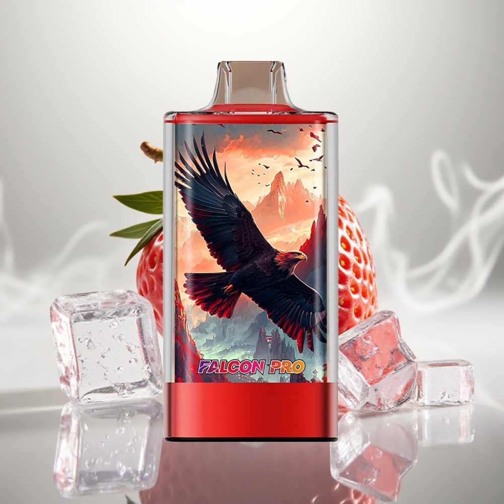 JNR Falcon Pro 28000 Strawberry Ice Disposable Vape with Smart Display  Dual Mesh