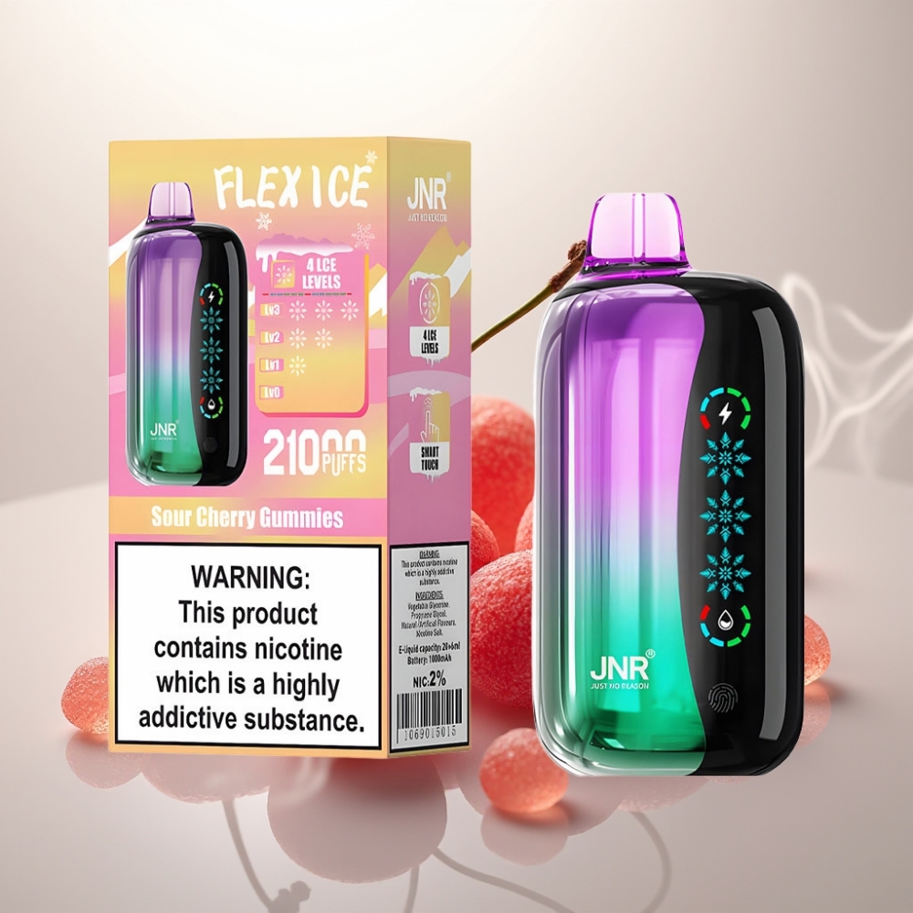 JNR Flex Ice 21000 Puffs Adjustable Airflow Touch Screen Sour Cherry Gummies