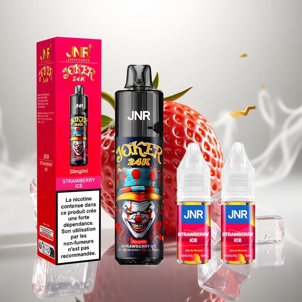 JNR Joker 24K Puffs Refillable 800mAh Strawberry Ice