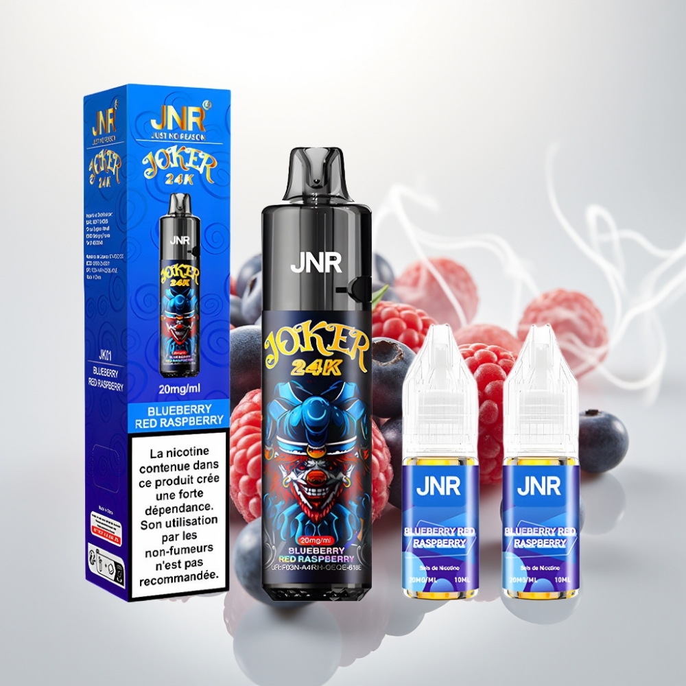 JNR Joker 24K Puffs Refillable Pod Disposable Vape Blueberry Red Raspberry
