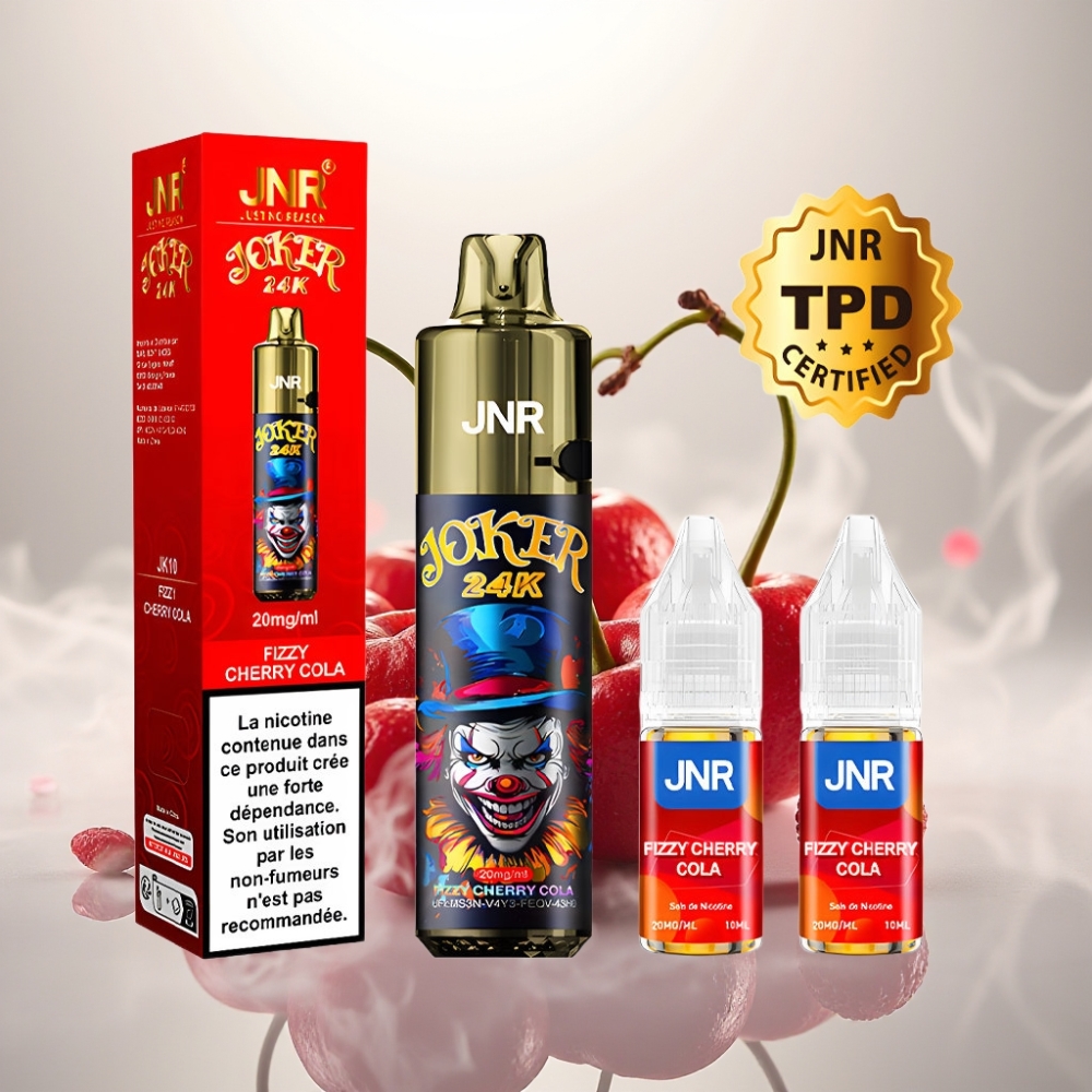 JNR Joker 24K Puffs Refillable Pod Disposable Vape Fizzy Cherry Cola