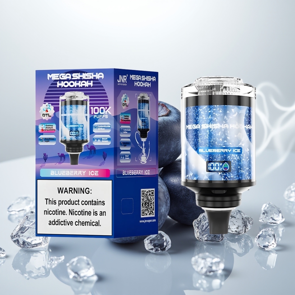 JNR Mega Shisha Hookah 100K Desktop 60mL 2200mAh Blueberry Ice