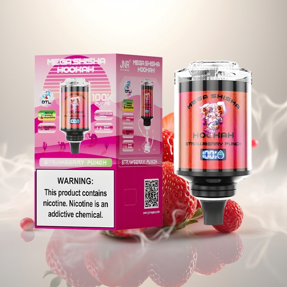 JNR Mega Shisha Hookah 100K Desktop 60ml 2200mAh Strawberry Punch