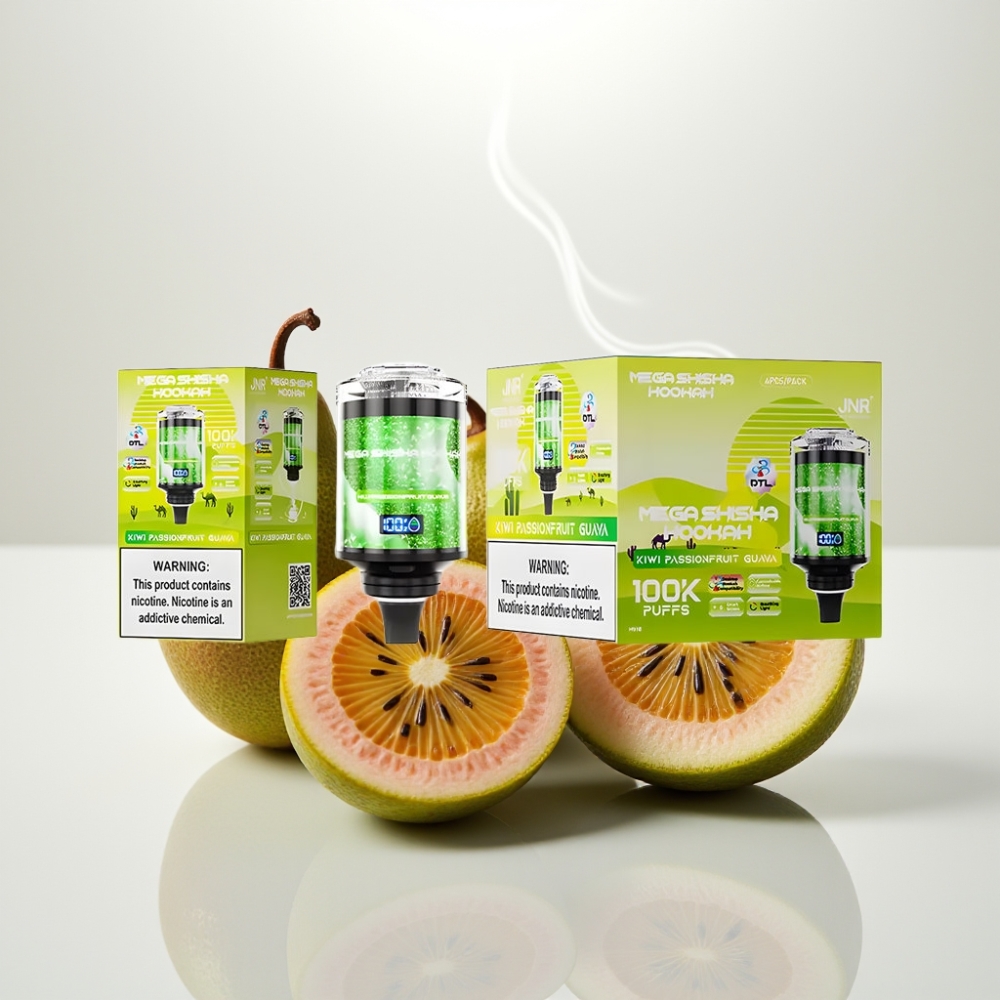 JNR Mega Shisha Hookah 100K Desktop Compatibility 60mL 2200mAh Kiwi Passionfruit Guava
