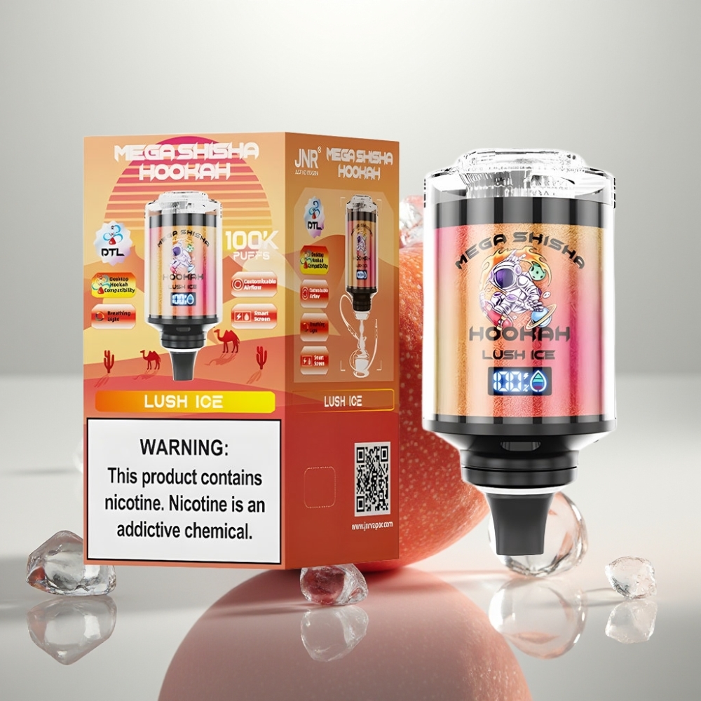 JNR Mega Shisha Hookah 100K Desktop Compatibility 60mL 2200mAh Lush Ice