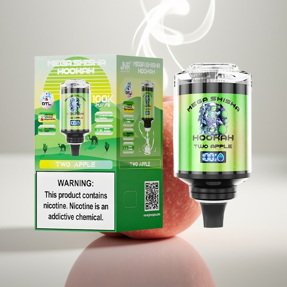JNR Mega Shisha Hookah 100K Desktop Compatibility 60mL 2200mAh Two Apple