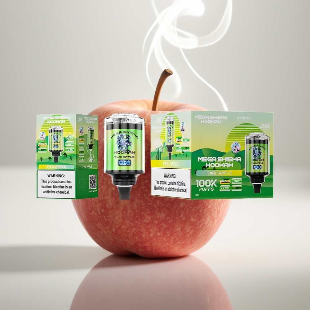 JNR Mega Shisha Hookah 100K Desktop Compatibility 60mL 2200mAh Two Apple