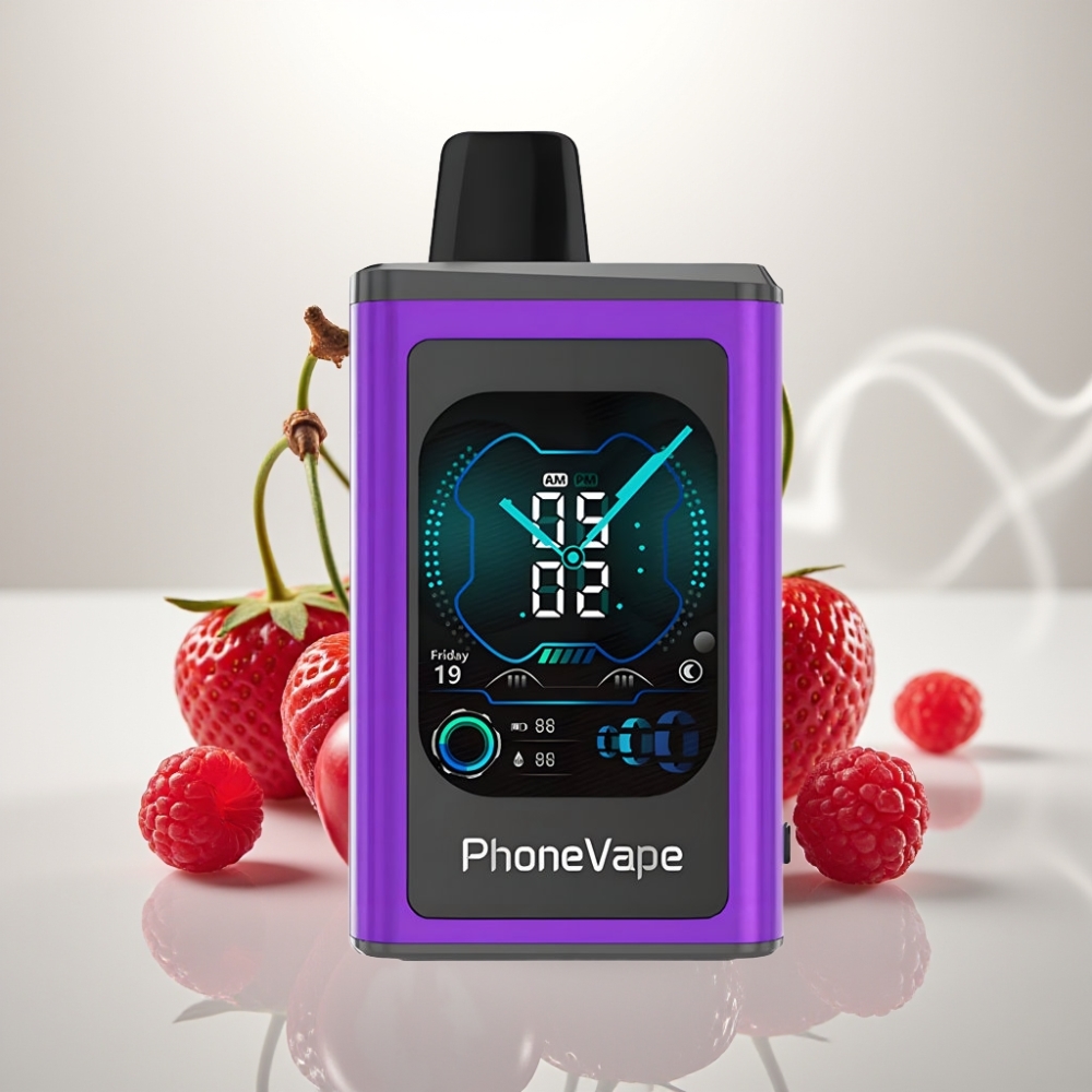 JNR PhoneVape 30000 puffs App Controlled Turbo Cherry Strawberry Raspberry