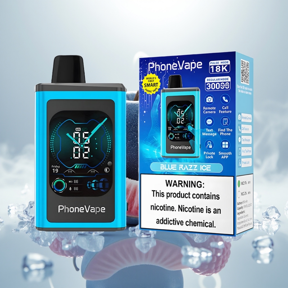 JNR PhoneVape 30000 puffs Rechargeable App Controlled Blue Razz Ice