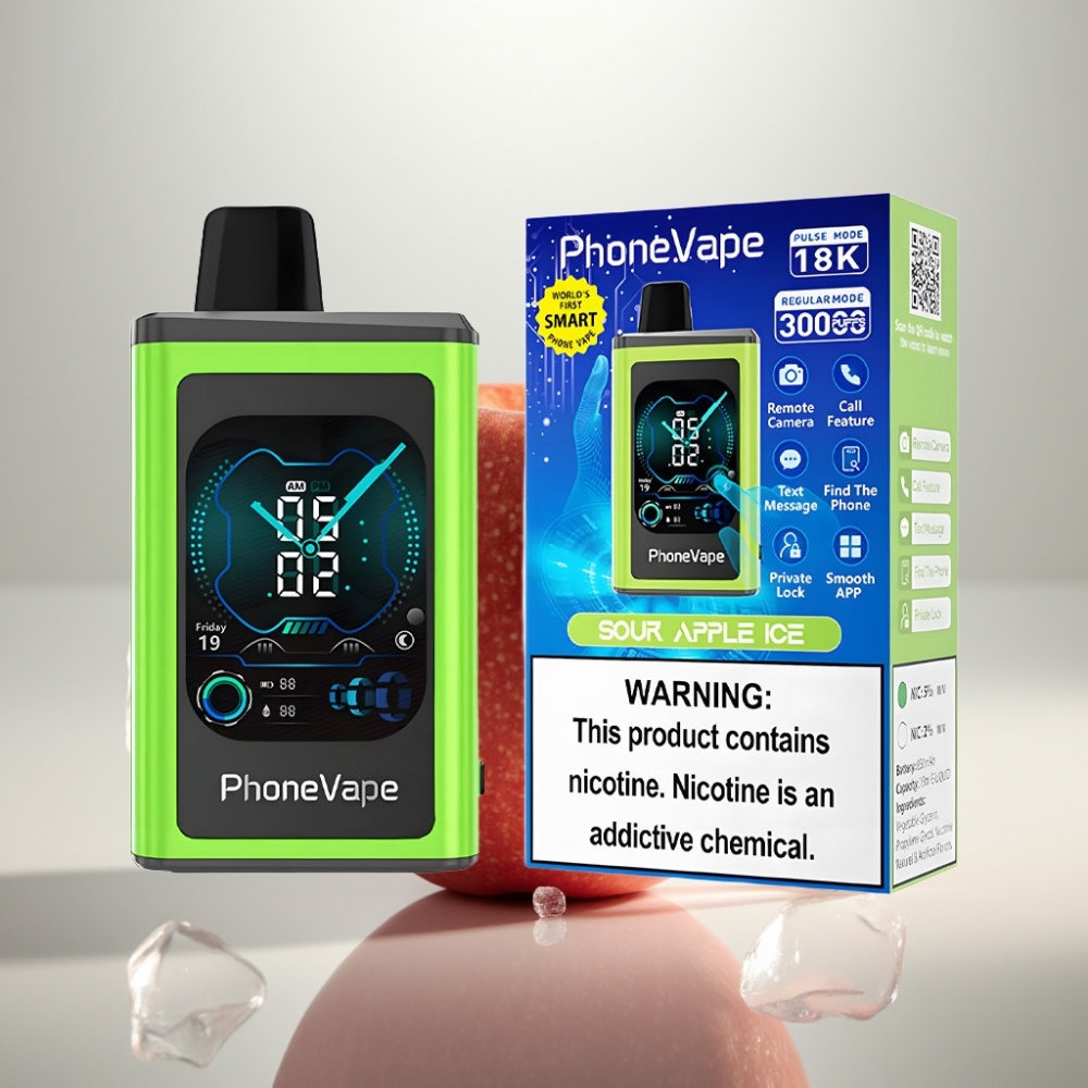 JNR PhoneVape 30000 puffs Rechargeable App Controlled Sour Apple Ice