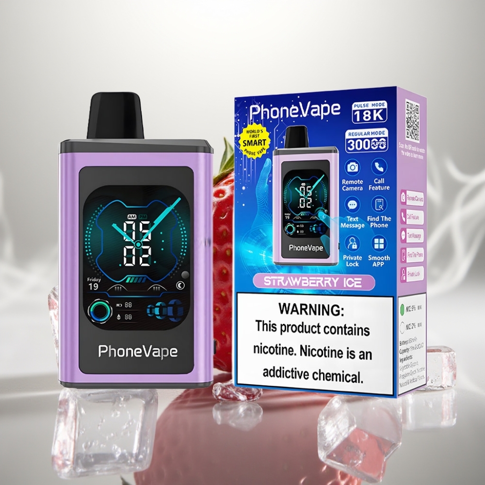 JNR PhoneVape 30000 puffs Rechargeable App Controlled Strawberry Ice