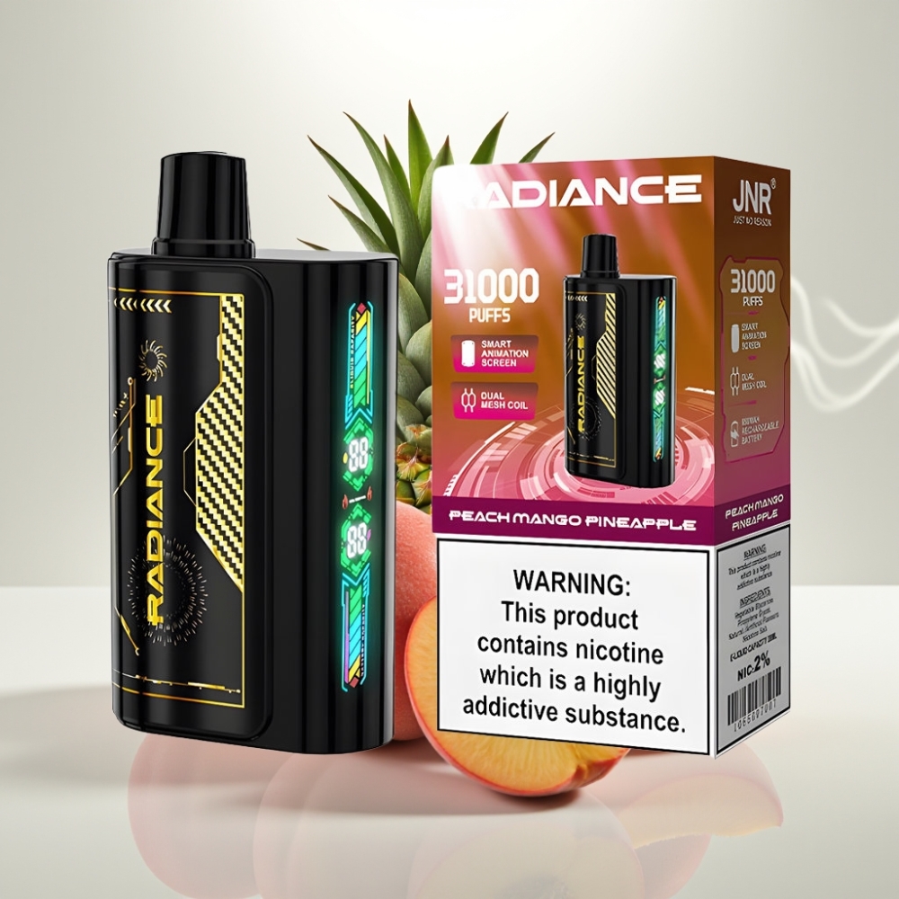 JNR Radiance 31000 Puffs Dual Mesh Rechargeable Peach Mango Pineapple