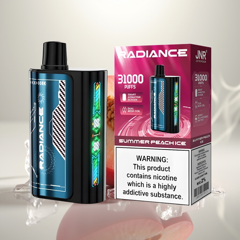 JNR Radiance 31000 Puffs Dual Mesh Screen Summer Peach Ice