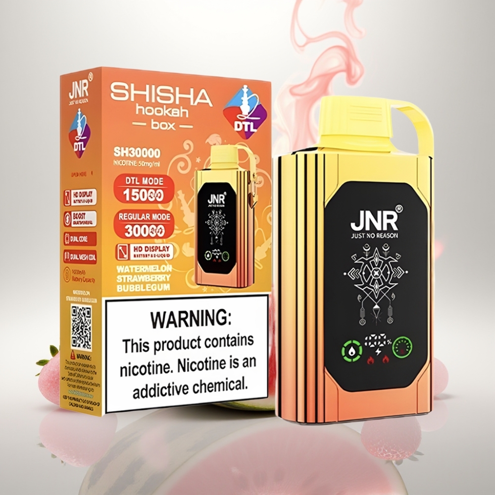 JNR Shisha Hookah Box 20500 Puffs Dual Mesh Coil Watermelon Strawberry Bubblegum