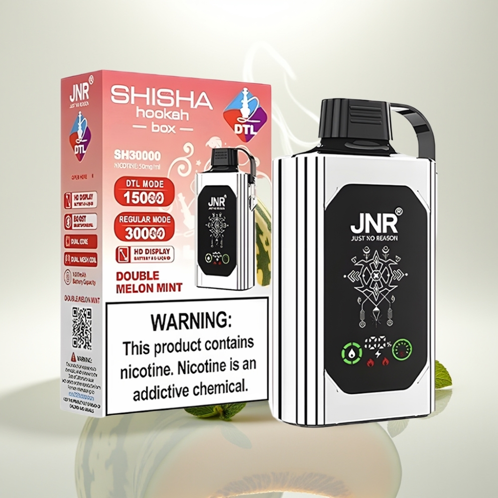JNR Shisha Hookah Box 20500 Puffs Dual Mesh Disposable Vape Double Melon Mint