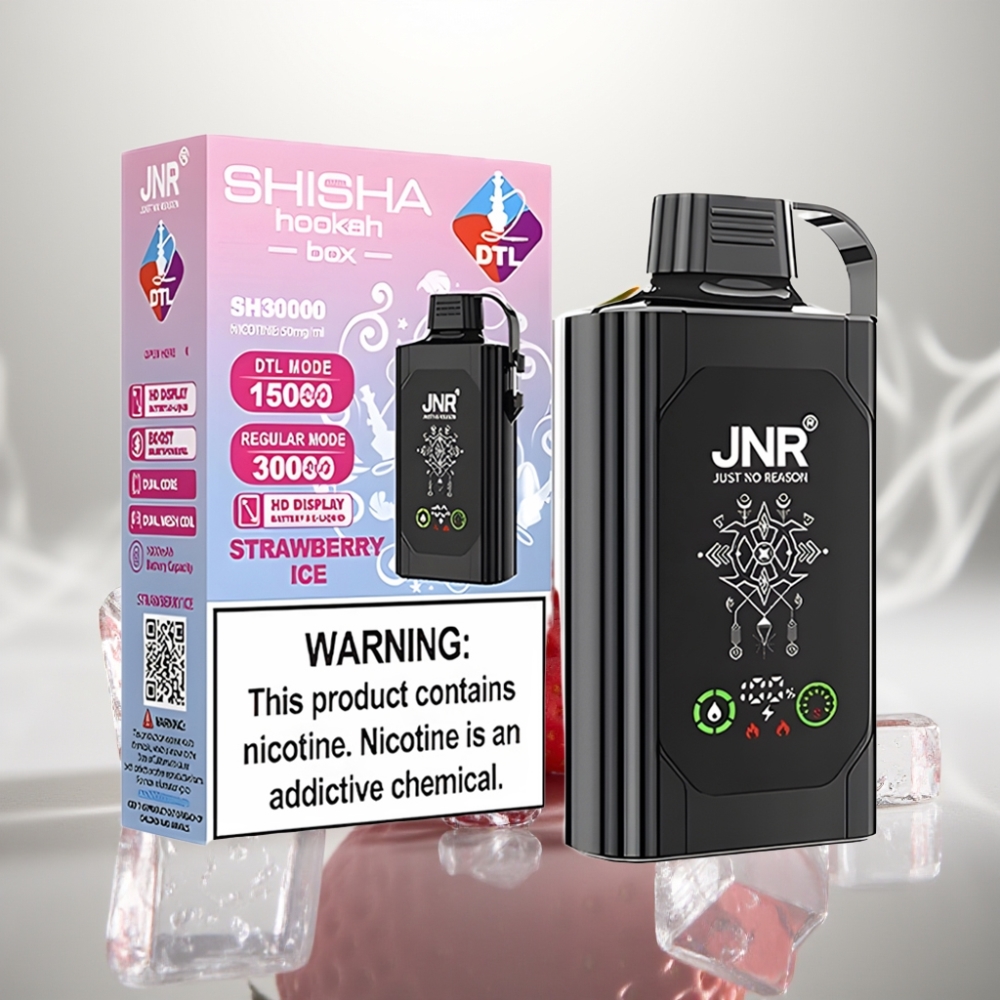 JNR Shisha Hookah Box 20500 Puffs Dual Mesh Strawberry Ice