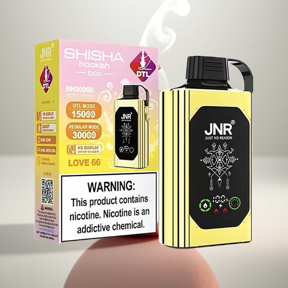 JNR Shisha Hookah Box 20500 Puffs HD Display Dual Mesh Coil Love 66