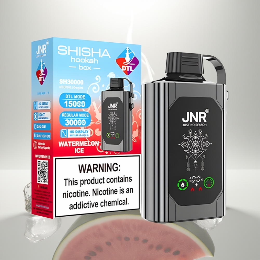 JNR Shisha Hookah Box 20500 Puffs HD Display Dual Mesh Coil Watermelon Ice