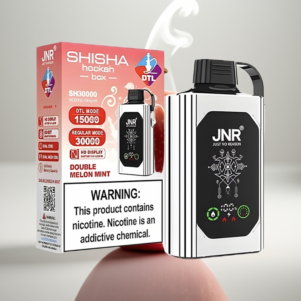 JNR Shisha Hookah Box 20500 Puffs HD Display Dual Mesh Core Double Apple