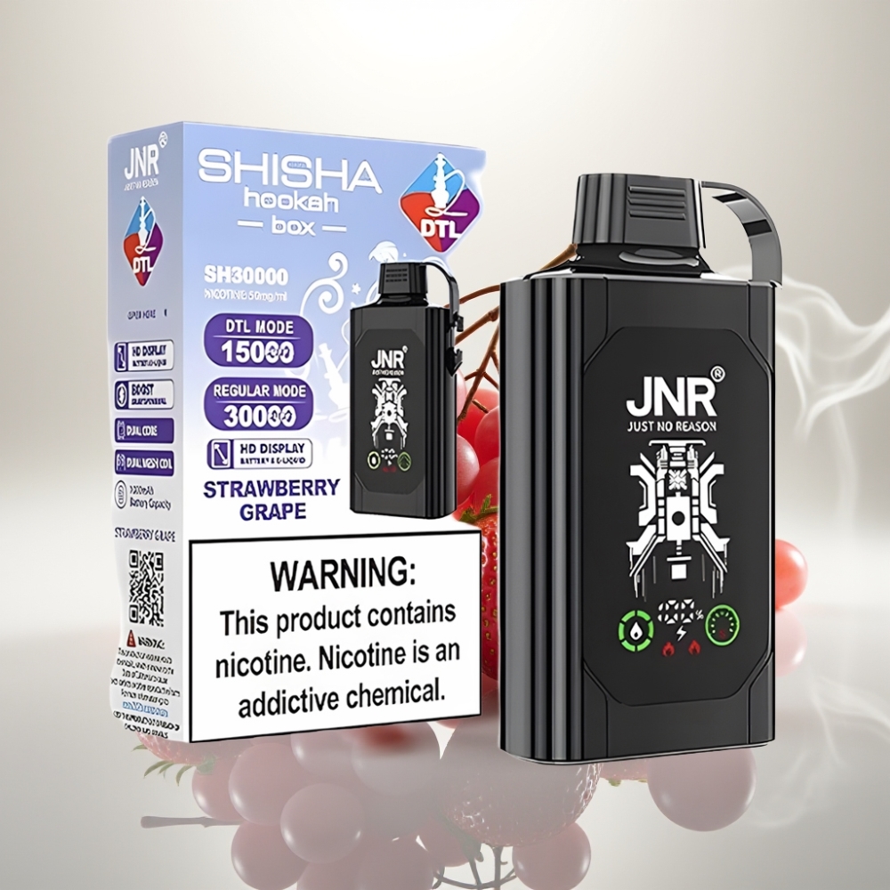 JNR Shisha Hookah Box 20500 Puffs HD Display Dual Mesh Strawberry Grape
