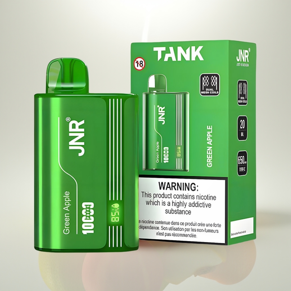 JNR Tank 10000 Puffs Adjustable Airflow Digital Display Green Apple Peach Pear