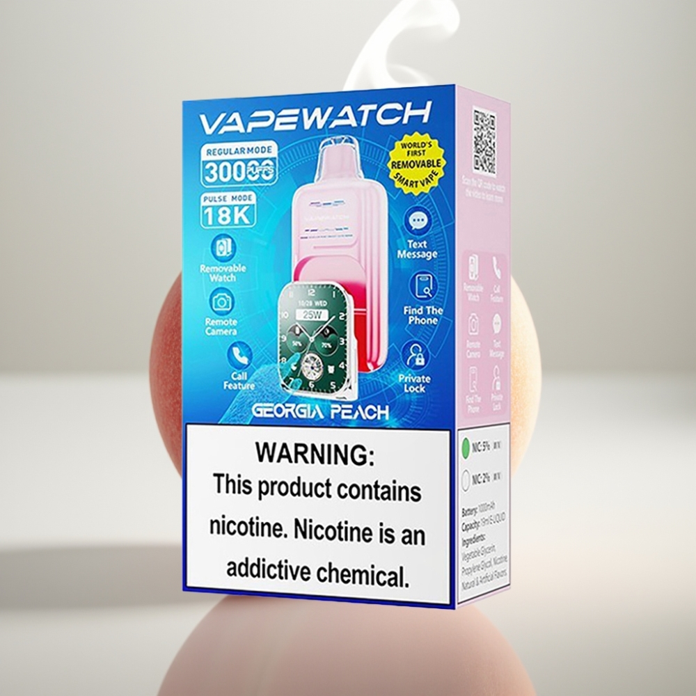 JNR VapeWatch 30000 Puffs Dual Mesh 19mL Georgia Peach